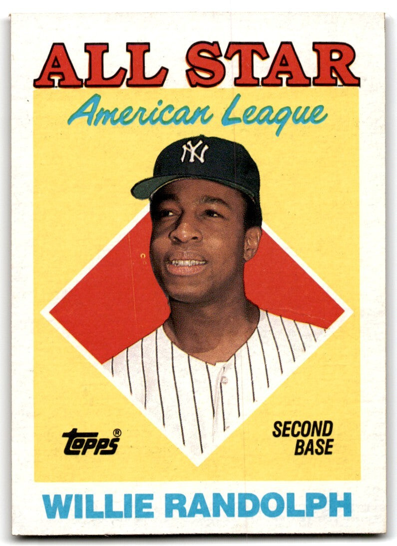 1988 Topps Baseball Card Willie Randolph New York Yankees #387