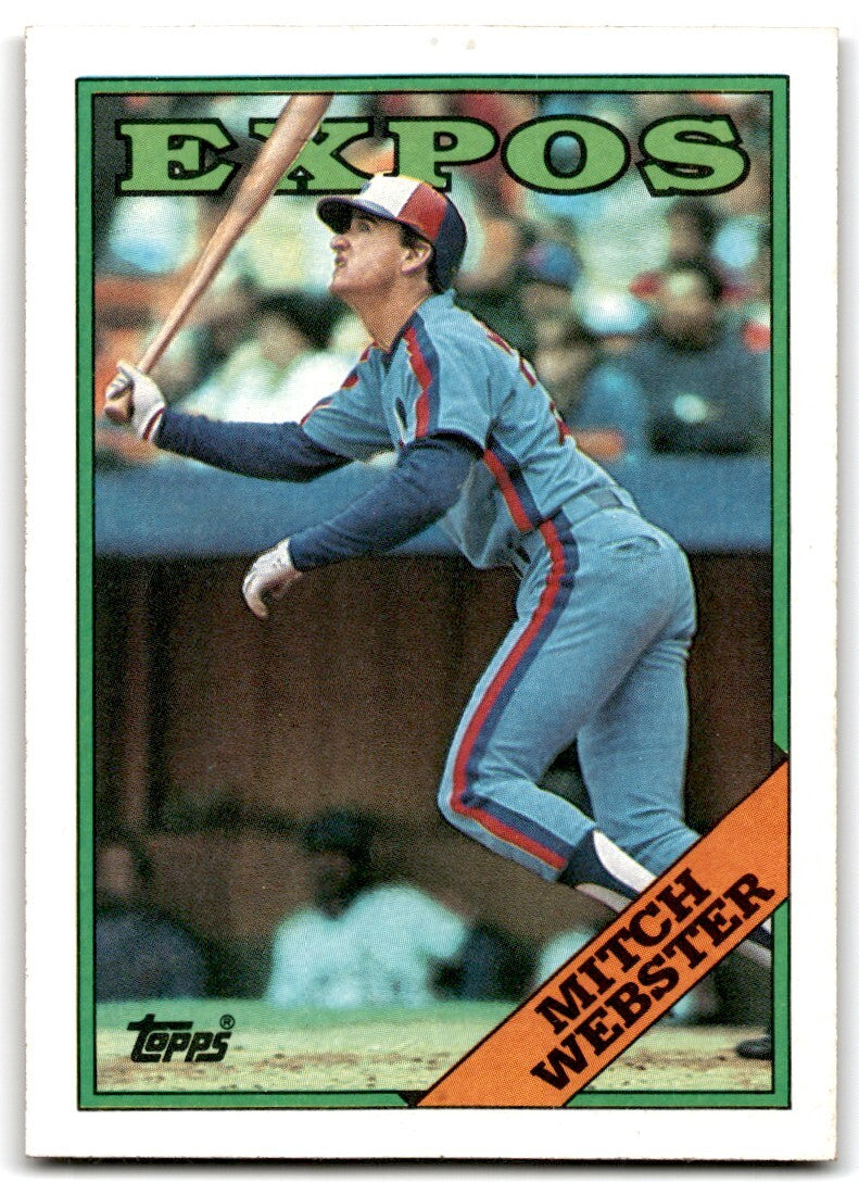 1988 Topps Baseball Card Mitch Webster Montreal Expos #138