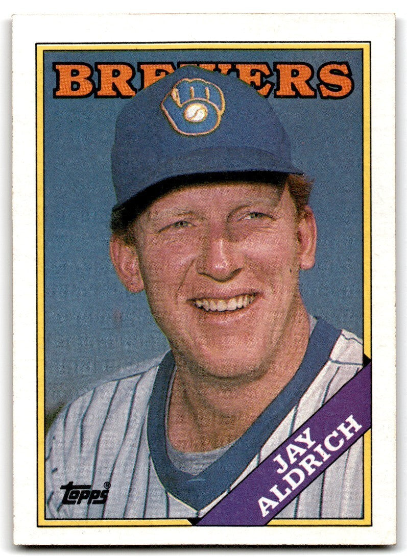 1988 Topps Baseball Card Jay Aldrich Milwaukee Brewers #616