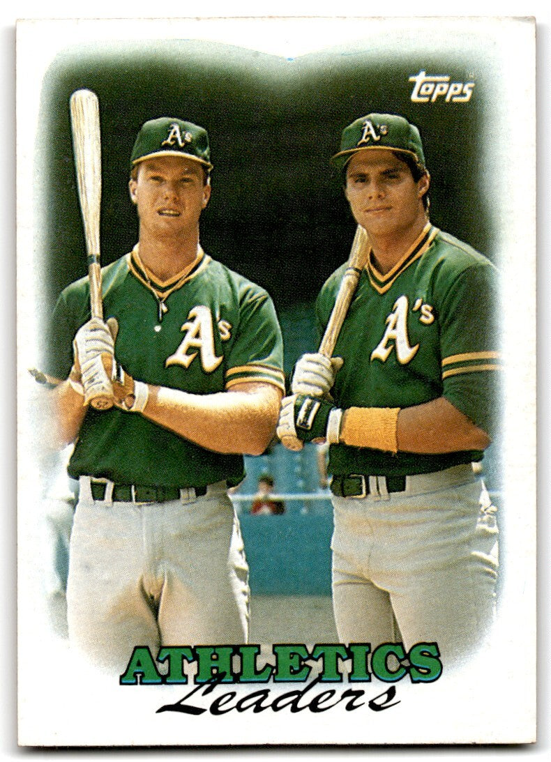 1988 Topps Baseball Card Athletics Leaders - Mark McGwire/Jose Canseco Oakland