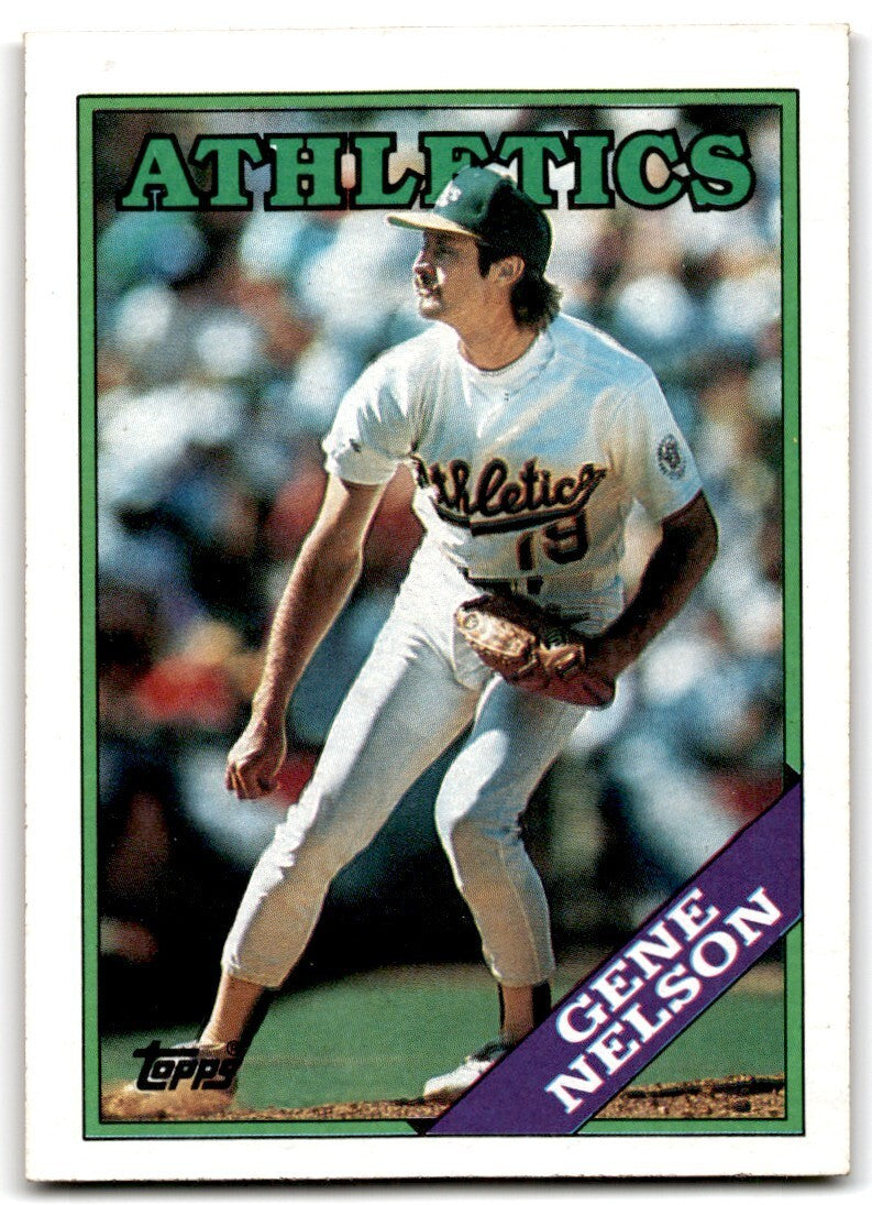1988 Topps Baseball Card Gene Nelson Oakland Athletics #621