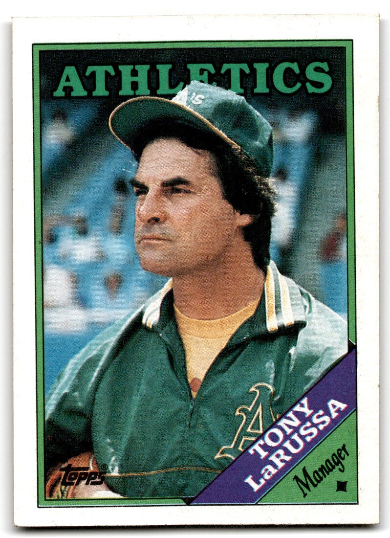 1988 Topps Baseball Card Tony LaRussa Oakland Athletics #344