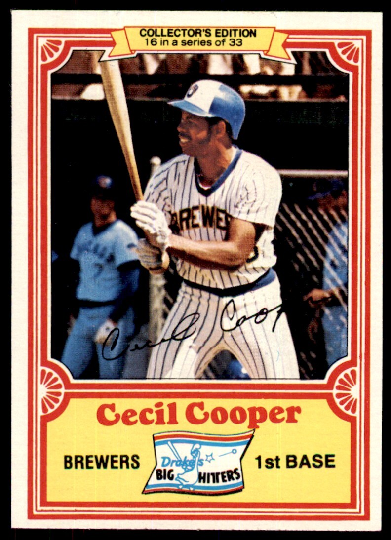 1981 Topps.Drake's Big Hitters Cecil Cooper . Milwaukee Brewers #16