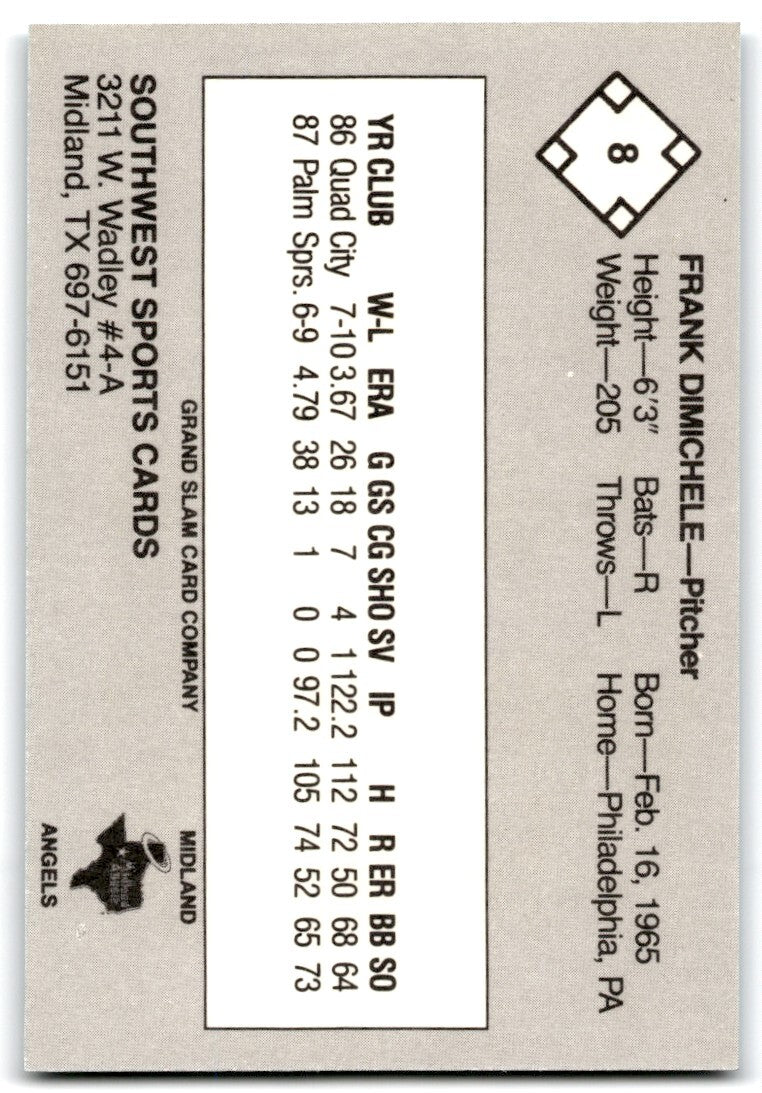 1988 Grand Slam Baseball Card Frank Dimichele b Midland Angels #8