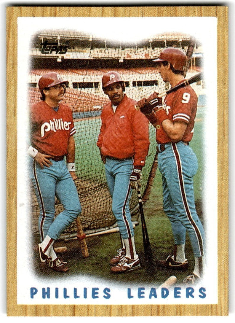 1987 Topps Baseball Cards Phillies Leaders - Glenn Wilson/Juan Samuel/Von Hayes