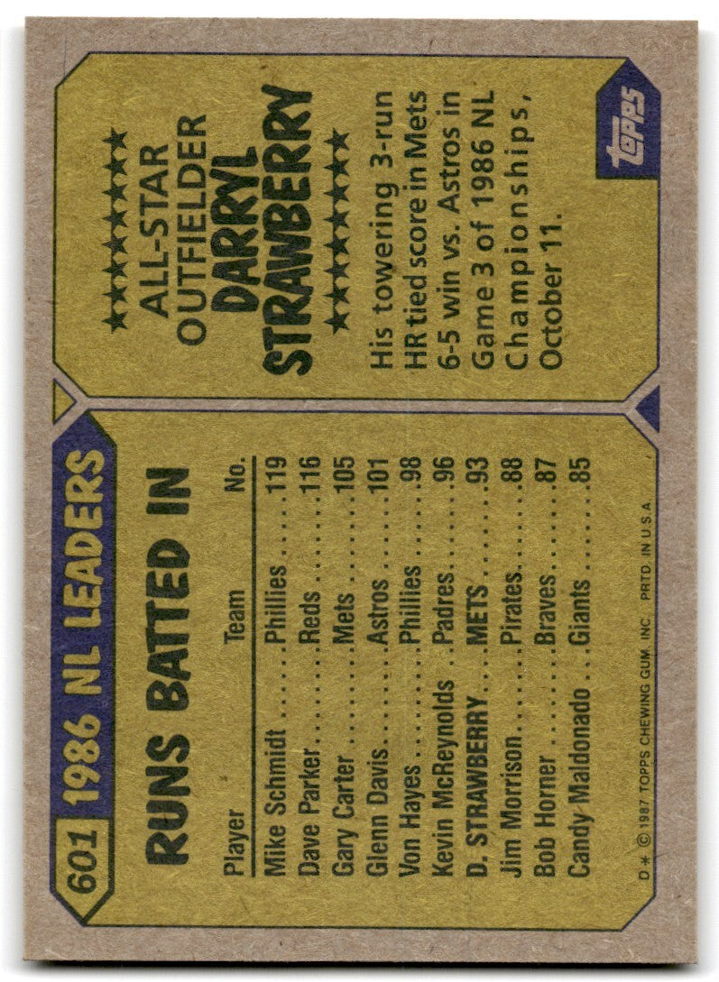 1987 Topps Darryl Strawberry . New York Mets #601