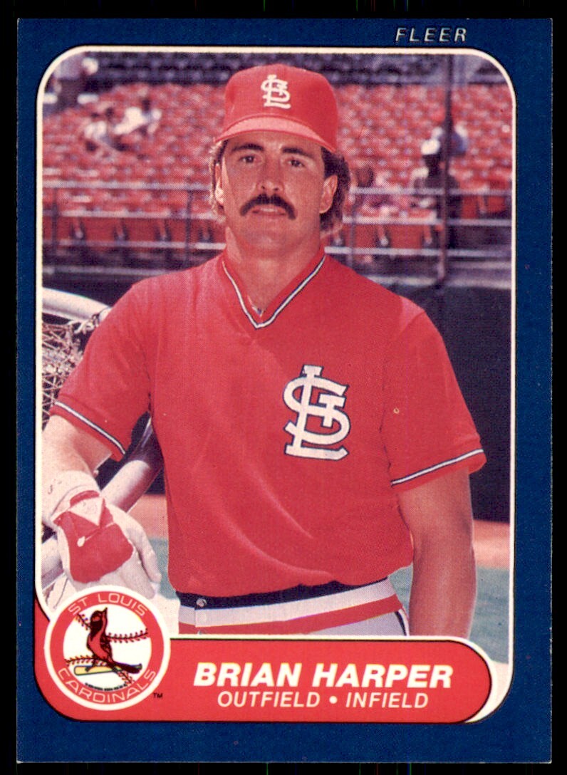 1986 Fleer Brian Harper . St. Louis Cardinals #36