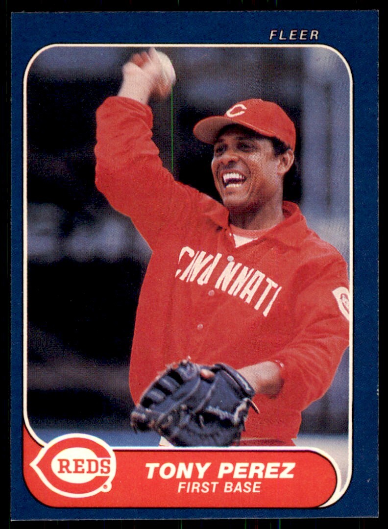1986 Fleer. Tony Perez . Cincinnati Reds #186