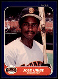 1986 Fleer.. Jose Uribe . San Francisco Giants #552