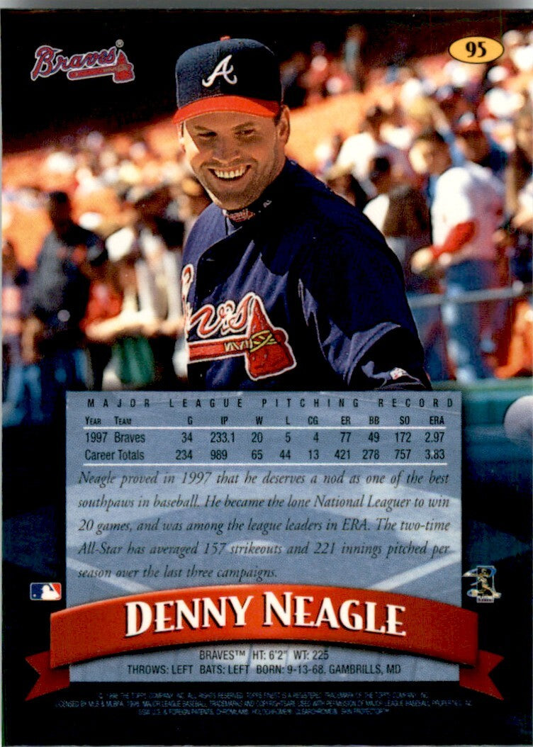 1998 Topps Finest Denny Neagle . Atlanta Braves #95