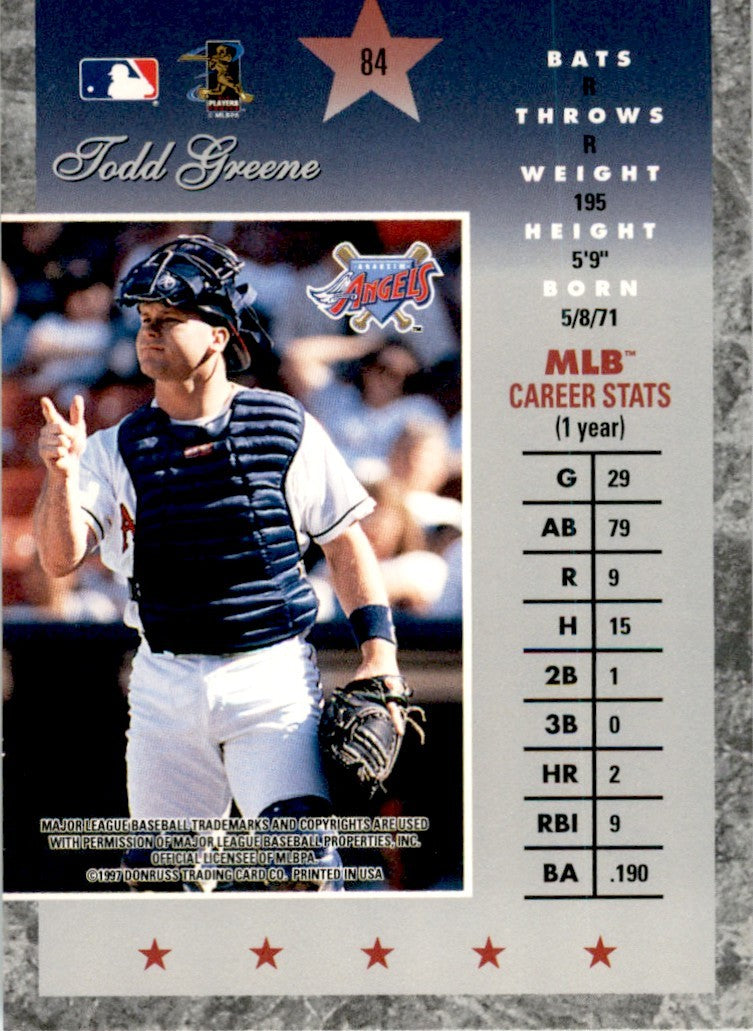1997 Donruss Elite. Todd Greene . Anaheim Angels #84