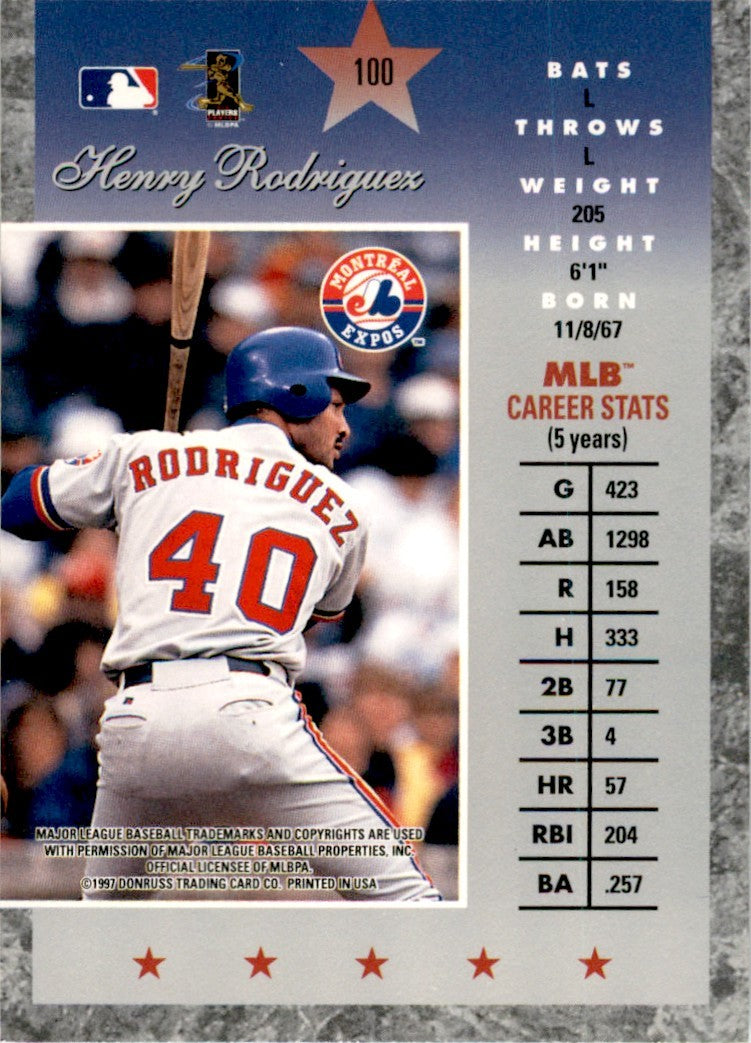 1997 Donruss Elite Henry Rodriguez . Montreal Expos #100