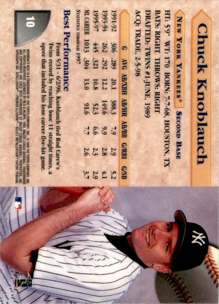 1998 Bowman's Best Chuck Knoblauch . Minnesota Twins #10