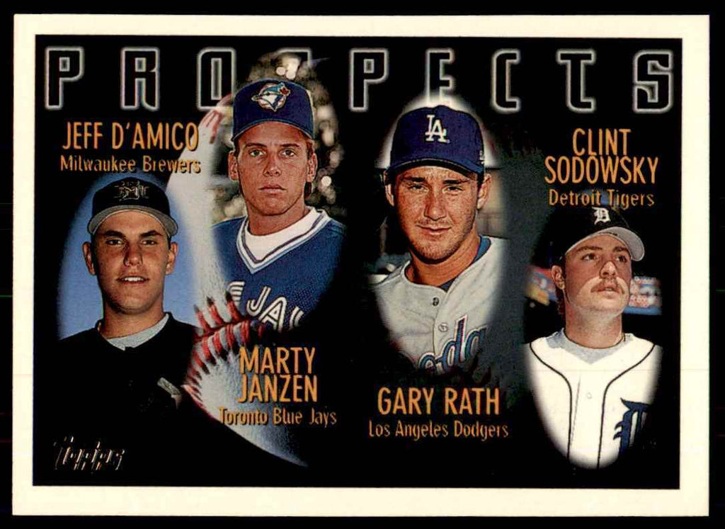 1996 Topps. Jeff D'Amico/Marty Janzen/Gary Rath/Clint Sodowsky Baseball Cards