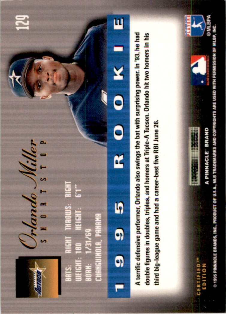 1995 Score Select Certified Orlando Miller . Houston Astros #129.