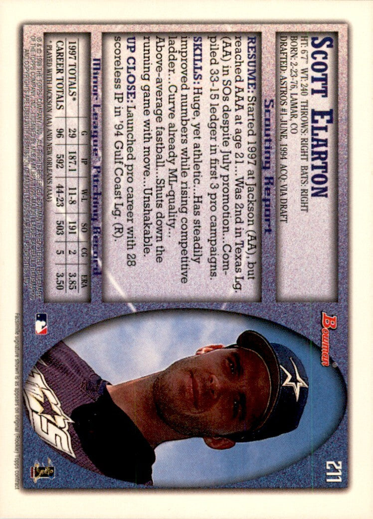 1998 Bowman Scott Elarton . Houston Astros #211