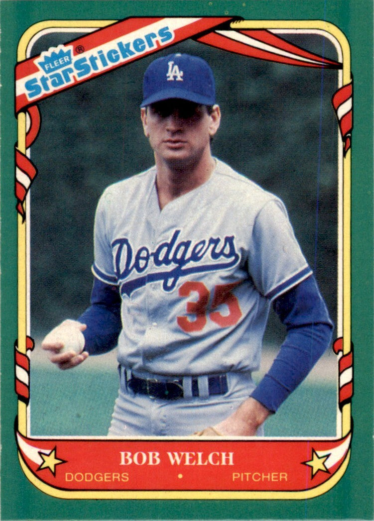 1987 Fleer Star Stickers Bob Welch . Los Angeles Dodgers #121