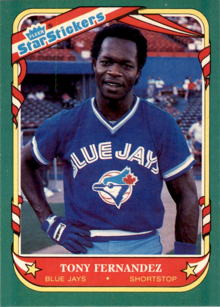 1987 Fleer Star Stickers Tony Fernandez . Toronto Blue Jays #39