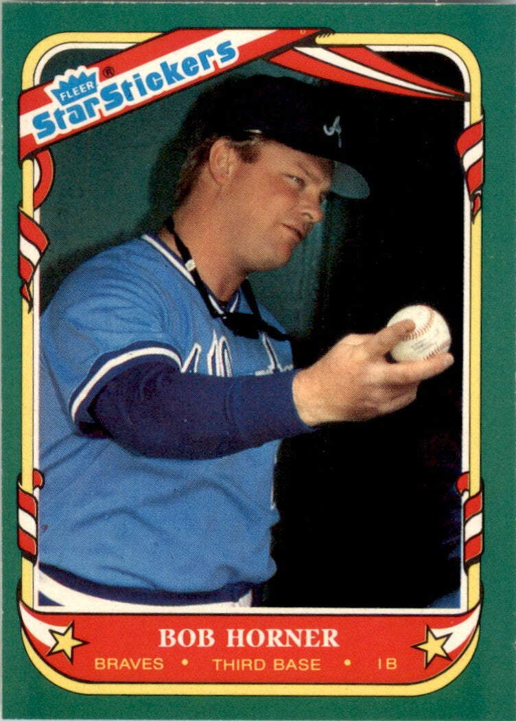 1987 Fleer Star Stickers Bob Horner . Atlanta Braves #61