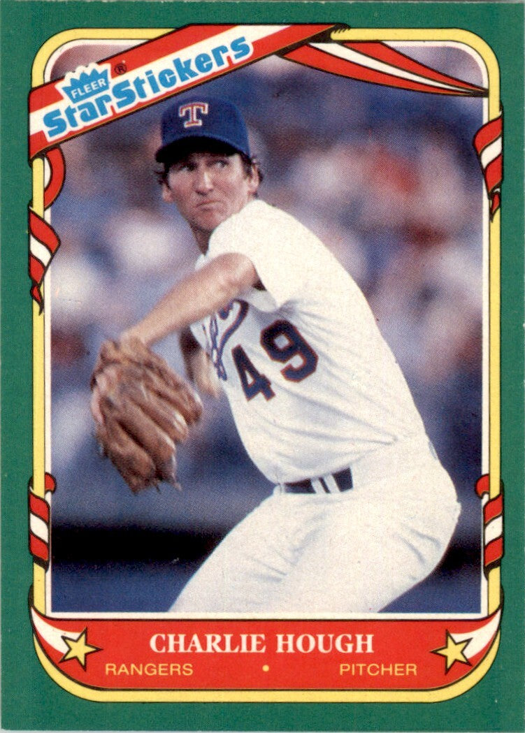 1987 Fleer Star Stickers Charlie Hough . Texas Rangers #62