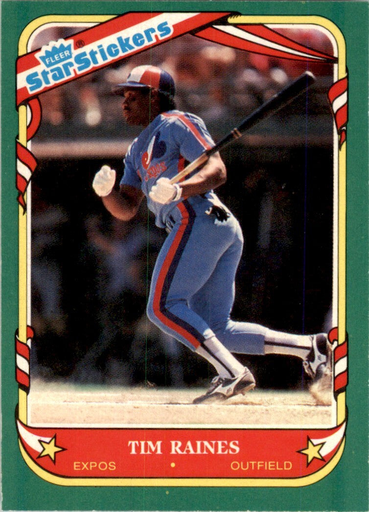 1987 Fleer Star Stickers Tim Raines . Montreal Expos #94