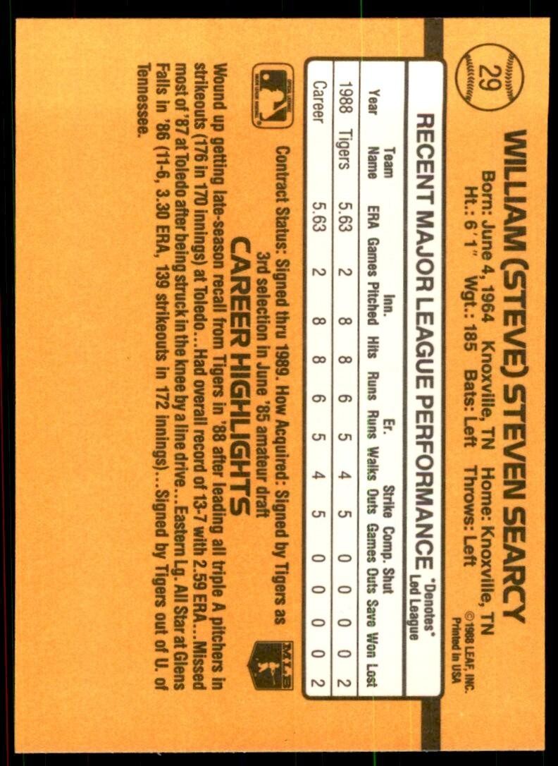 1989 Donruss Steve Searcy Baseball Cards #29
