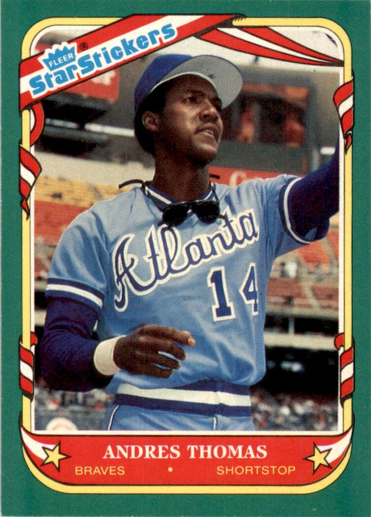 1987 Fleer Star Stickers. Andres Thomas . Atlanta Braves #117