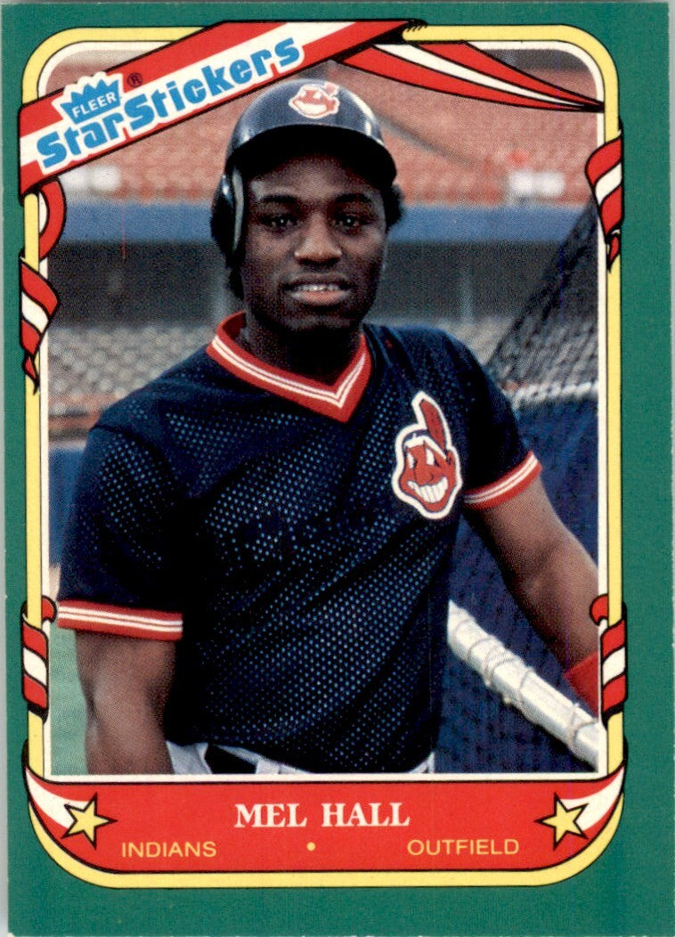 1987 Fleer Star Stickers. Mel Hall . Cleveland Indians #53
