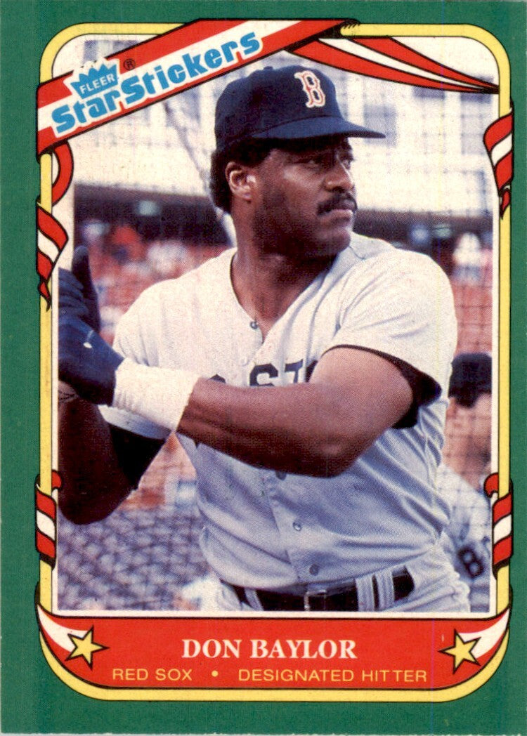 1987 Fleer Star Stickers. Don Baylor . Boston Red Sox #7