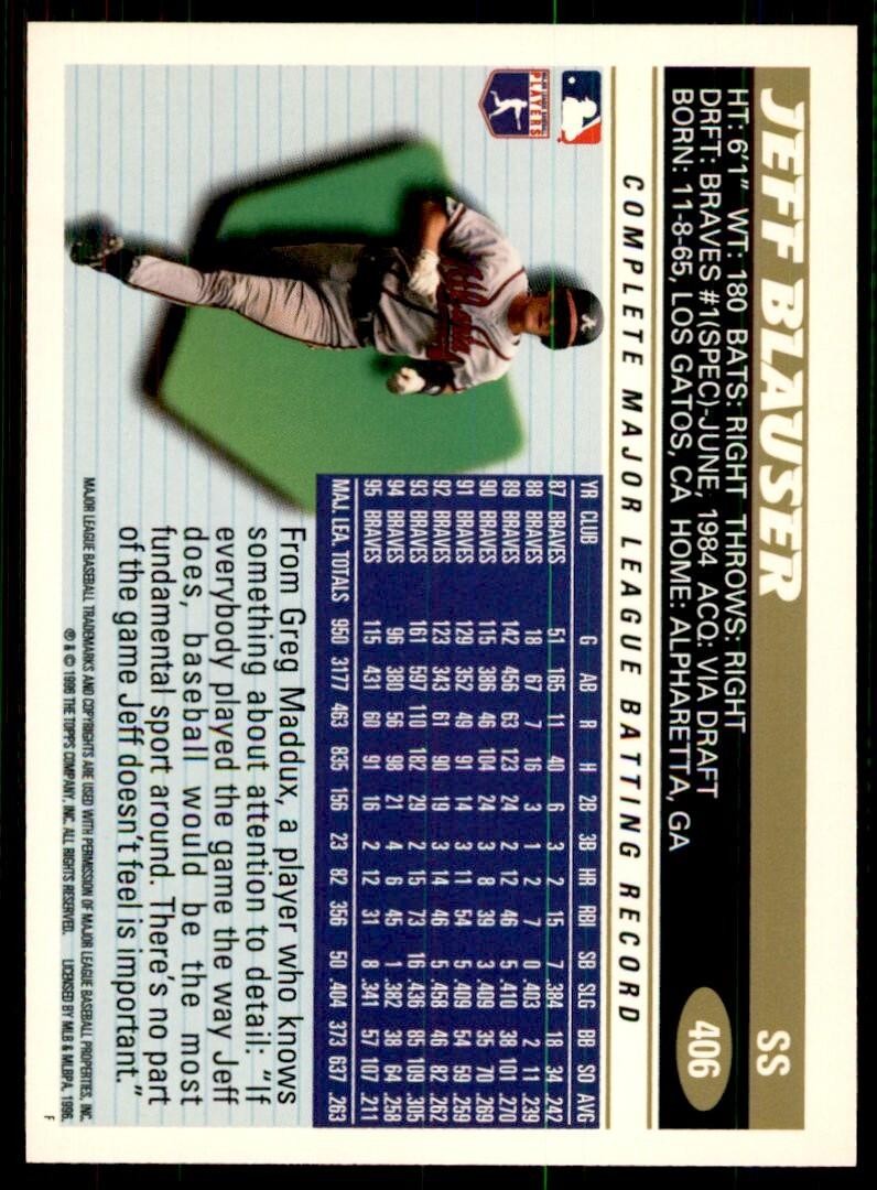 1996 Topps. Jeff Blauser Baseball Cards #406