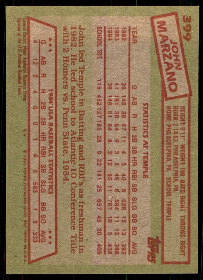 1985 Topps John Marzano B Football Cards #399
