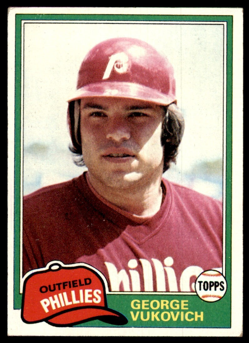 1981 Topps Baseball Card George Vukovich Rookie Philadelphia Phillies #598