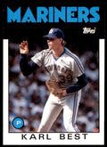 1986 Topps Baseball Card Karl Best Rookie Seattle Mariners #61