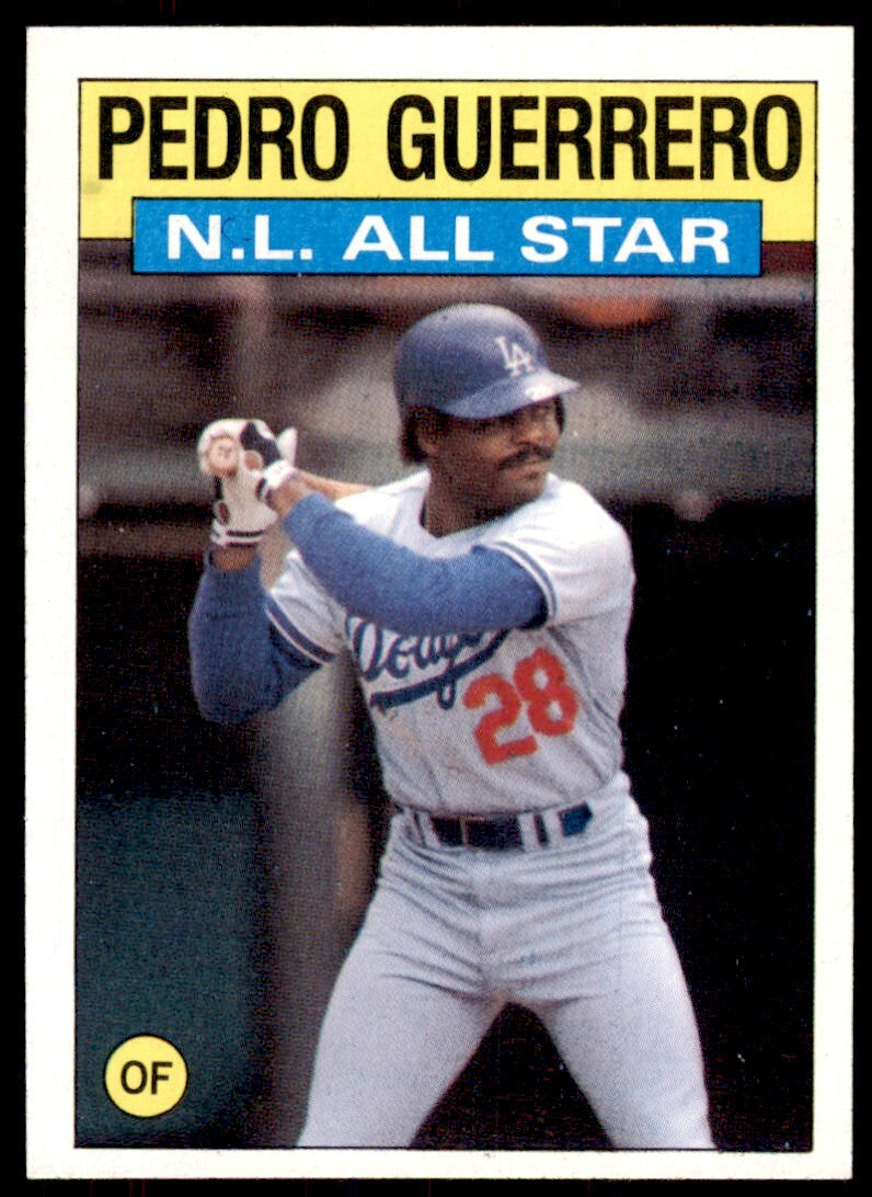 1986 Topps Baseball Card Pedro Guerrero Los Angeles Dodgers #706
