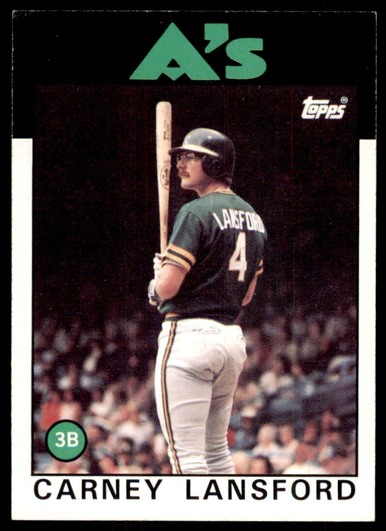 1986 Topps Baseball Card Carney Lansford Oakland Athletics #134