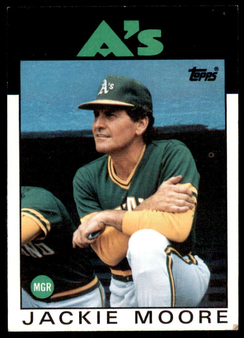 1986 Topps Baseball Card Jackie Moore Oakland Athletics #591
