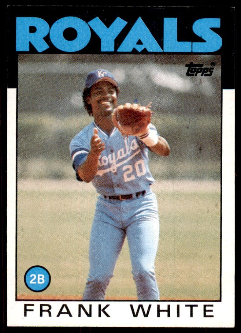 1986 Topps Baseball Card Frank White D Kansas City Royals #215