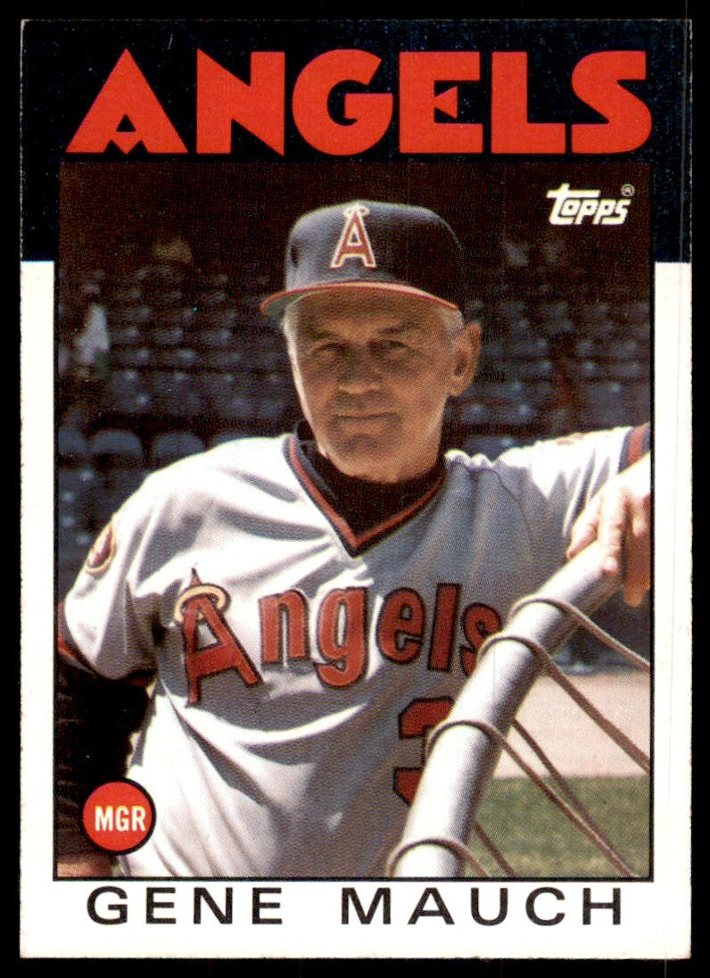 1986 Topps Baseball Card Gene Mauch C California Angels #81