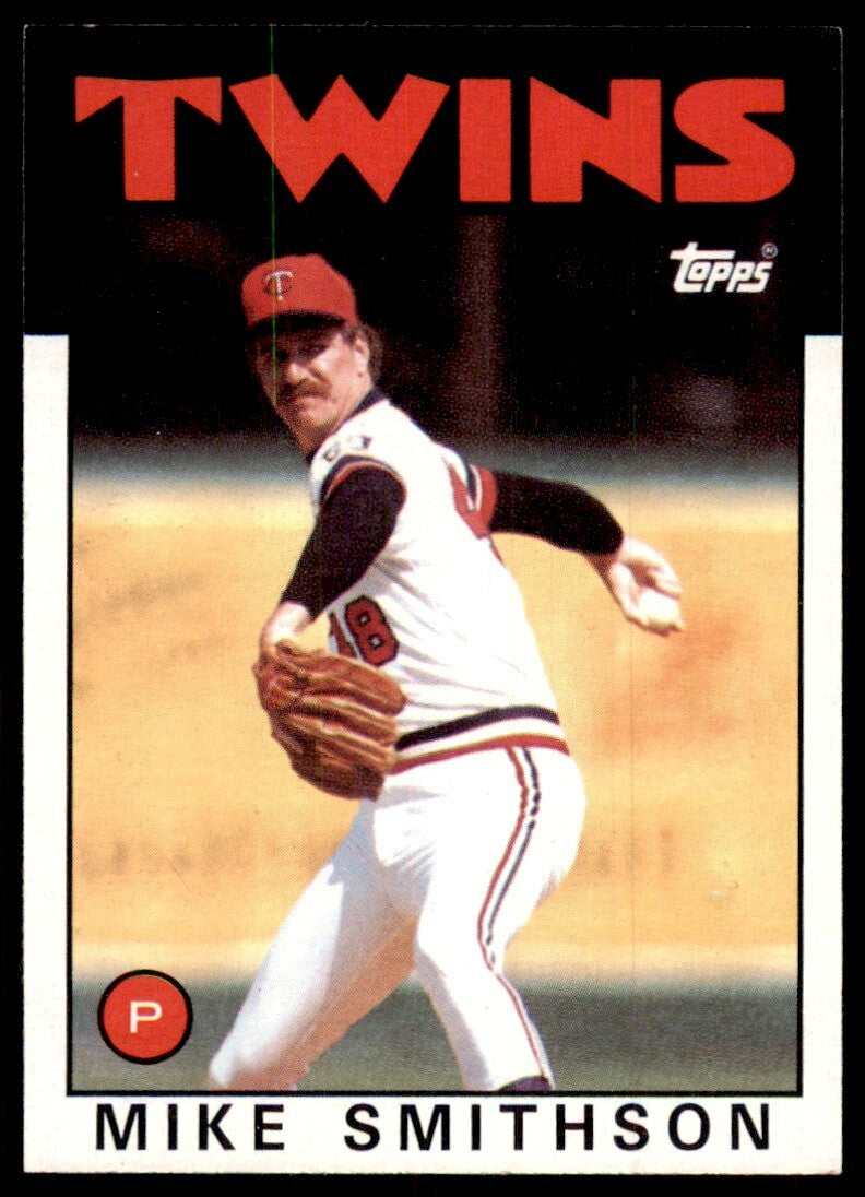 1986 Topps Baseball Card Mike Smithson A Minnesota Twins #695