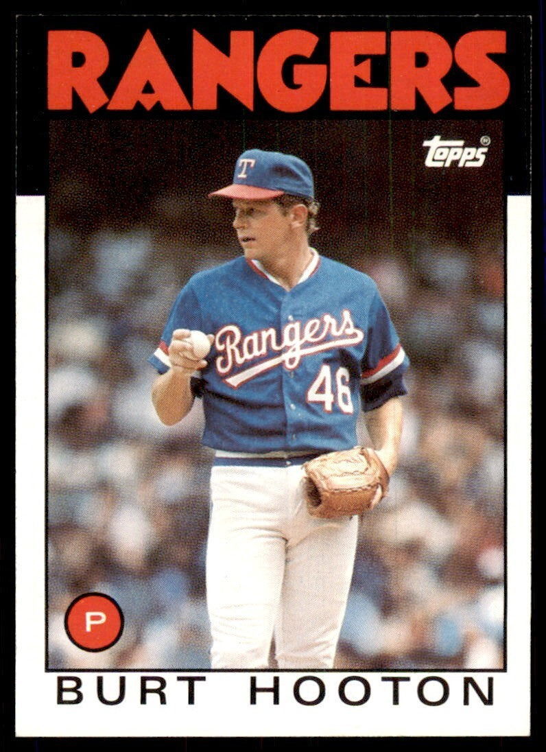 1986 Topps Baseball Card Burt Hooton F Texas Rangers #454