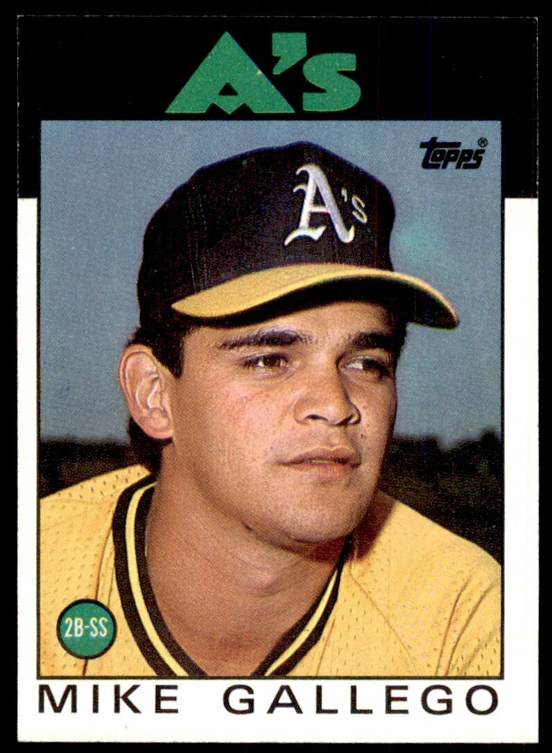 1986 Topps Baseball Card Mike Gallego Rookie E Oakland Athletics #304