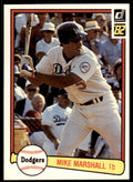 1982 Donruss Baseball Card Mike Marshall Rookie AA Los Angeles Dodgers #562
