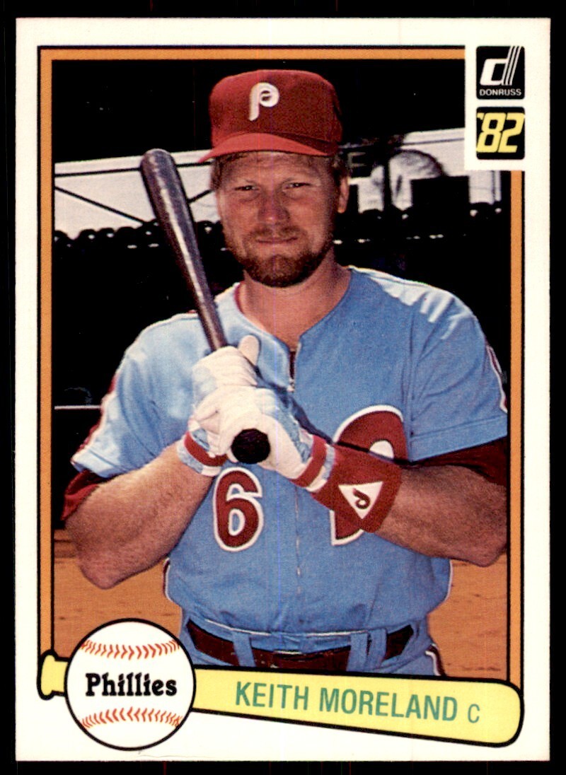 1982 Donruss Baseball Card Keith Moreland AA Philadelphia Phillies #119