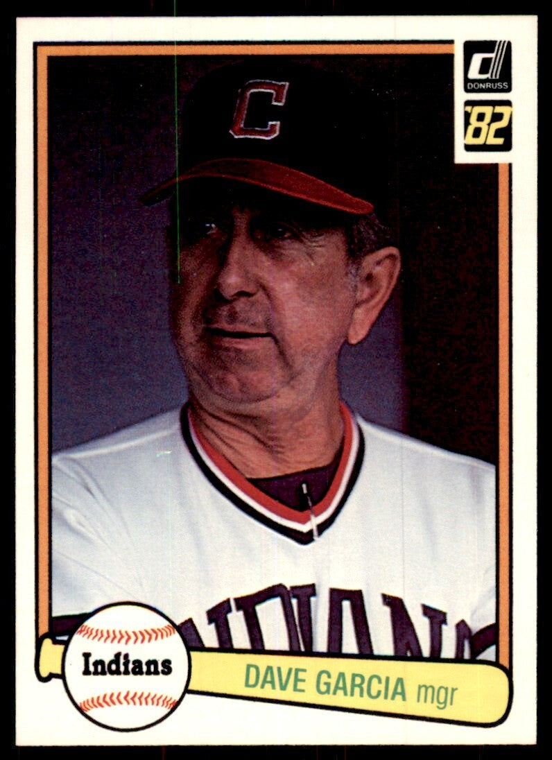 1982 Donruss Baseball Card Dave Garcia G Cleveland Indians #337