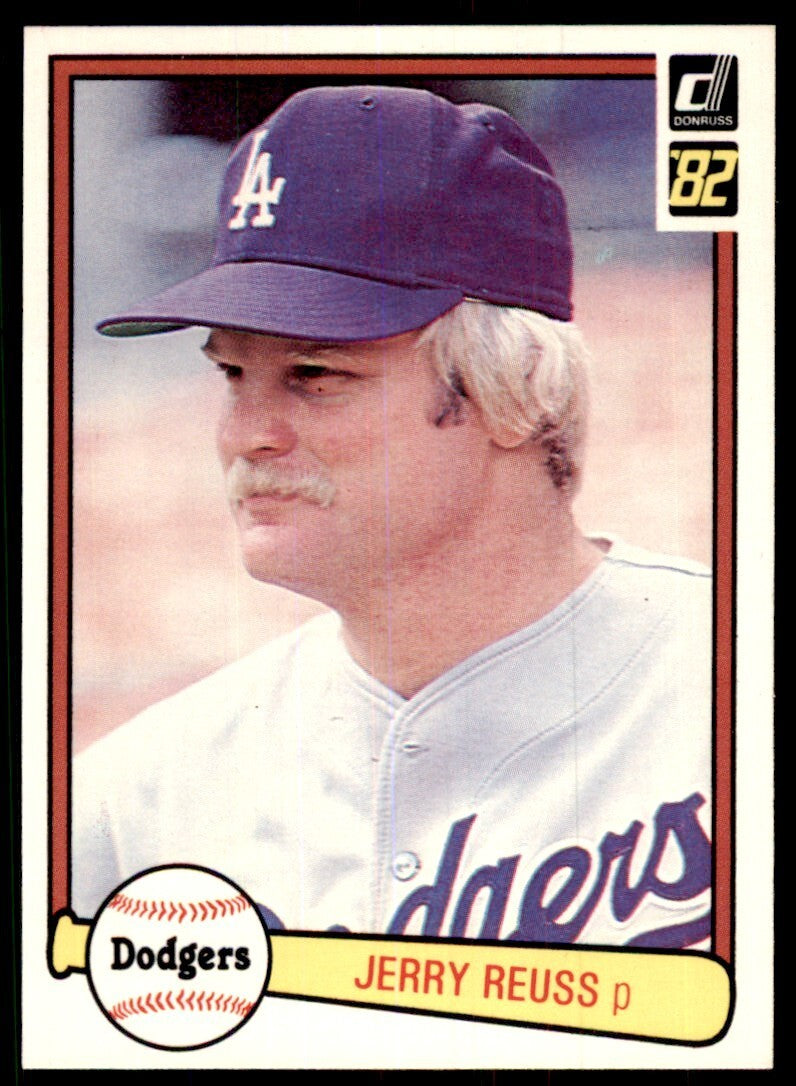 1982 Donruss Baseball Card Jerry Reuss L Los Angeles Dodgers #284