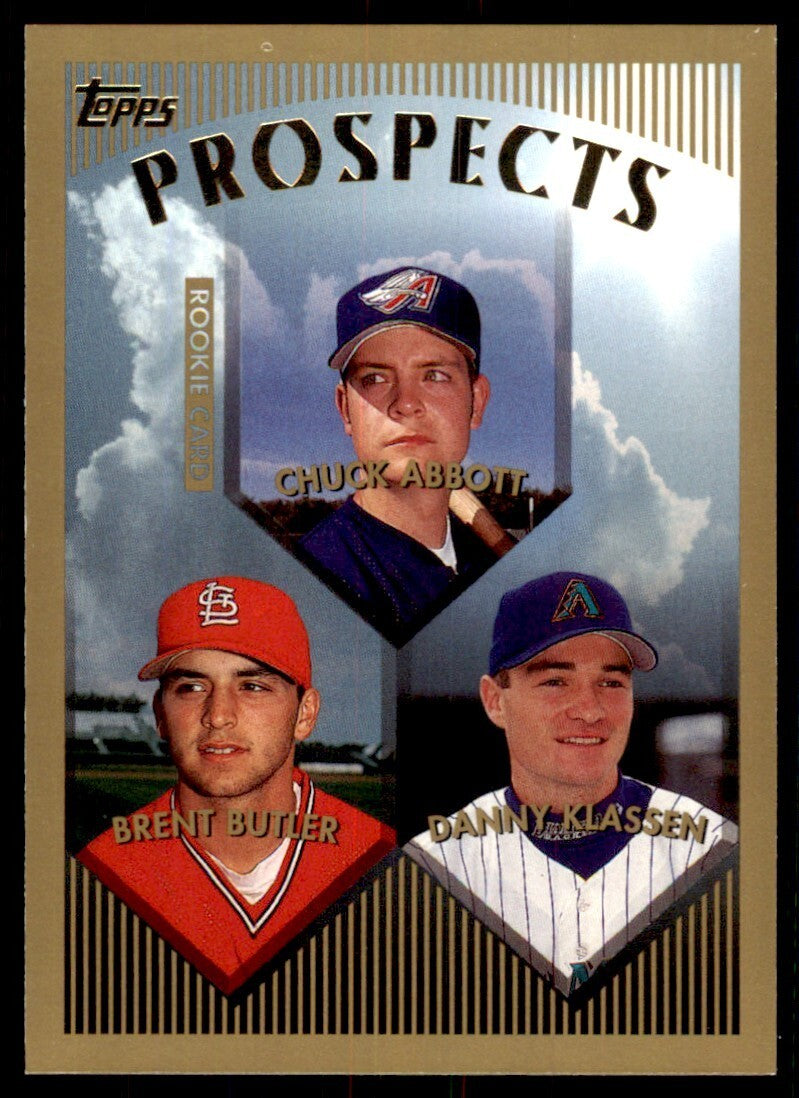 1999 Topps Baseball Card Chuck Abbott/Brent Butler/Danny Klassen AA #212