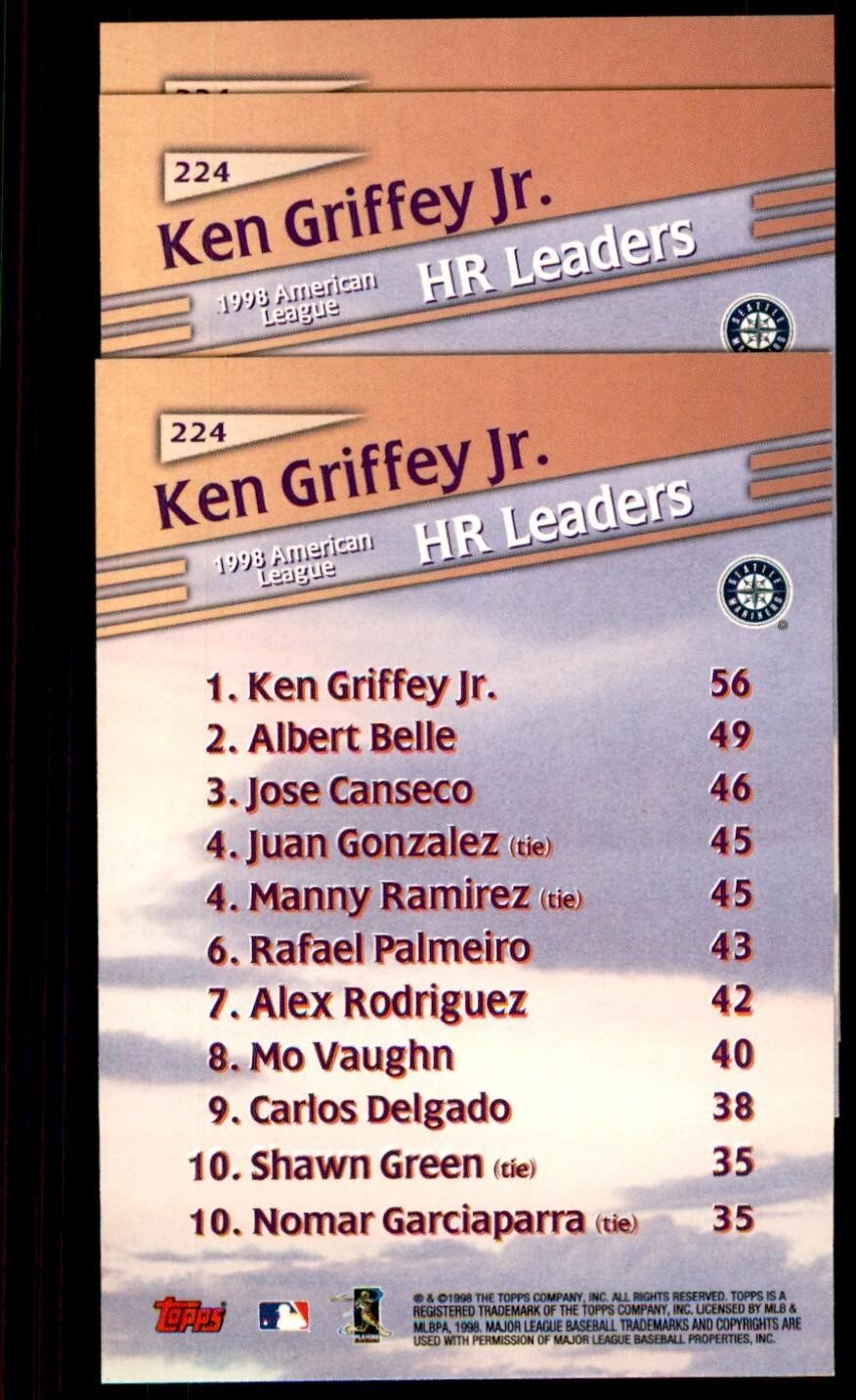 1999 Topps Baseball Card Ken Griffey Jr. K Seattle Mariners #224