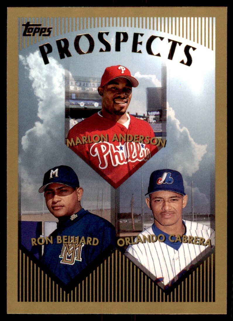 1999 Topps Baseball Card Marlon Anderson/Ron Belliard/Orlando Cabrera H #427