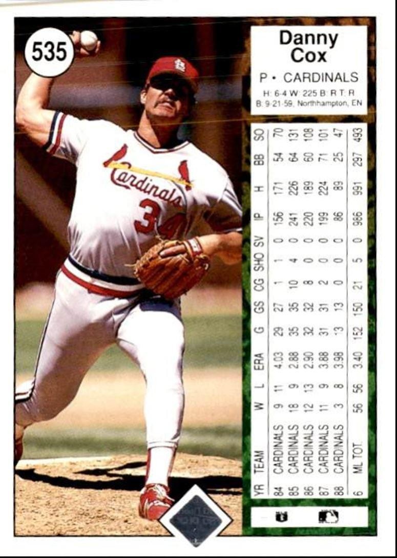 1989 Upper Deck Danny Cox St. Louis Cardinals #535