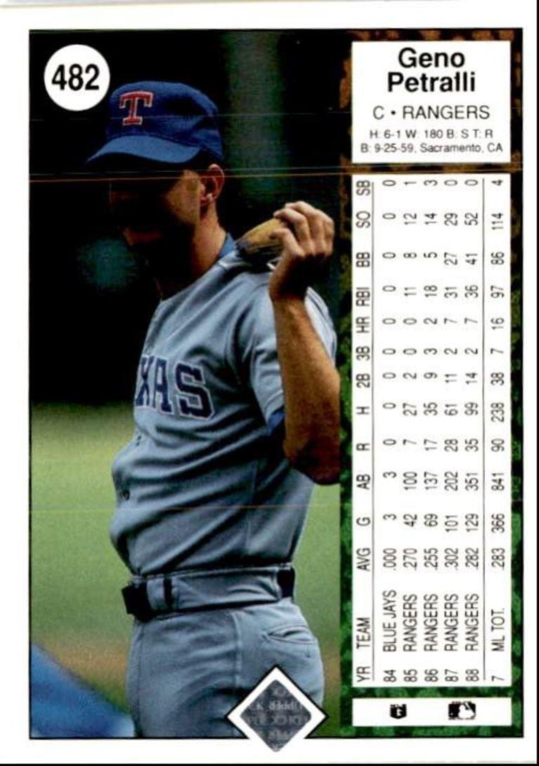 1989 Upper Deck Geno Petralli ` Texas Rangers #482